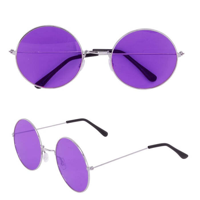 Xl Hippie Glasses With Purple Lenses Diam. 6 Cm