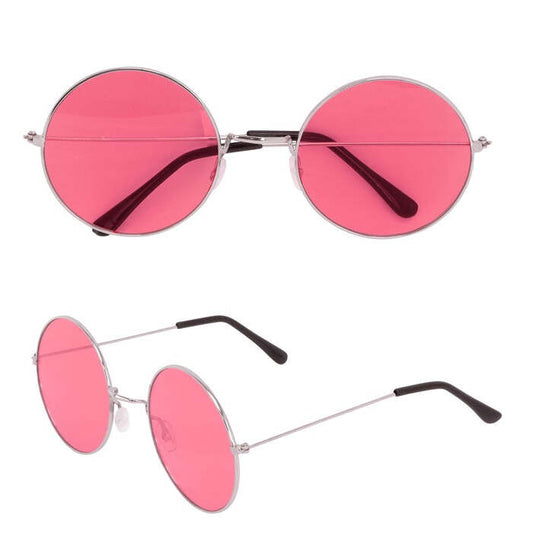 Xl Hippie Glasses With Pink Lenses Diam. 6 Cm