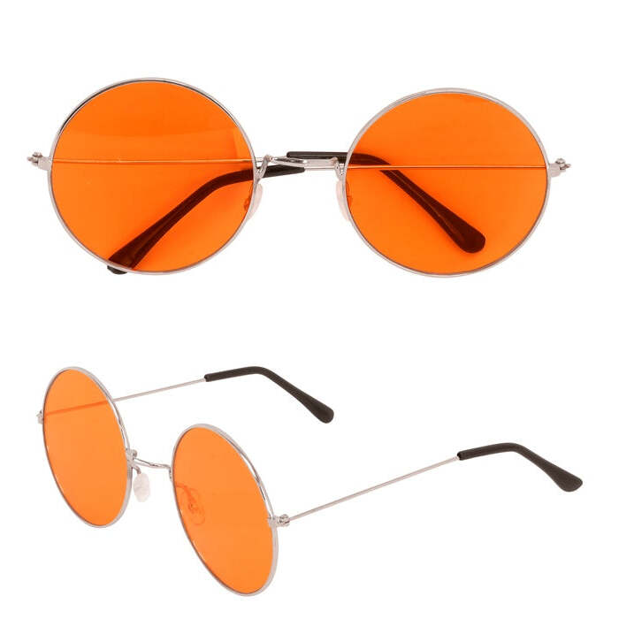 Xl Hippie Glasses With Orange Lenses Diam. 6 Cm