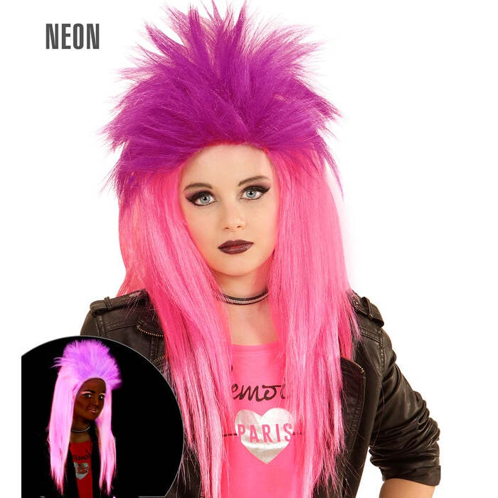 Neon Pink & Violet Punkadelic Wig In Polybag