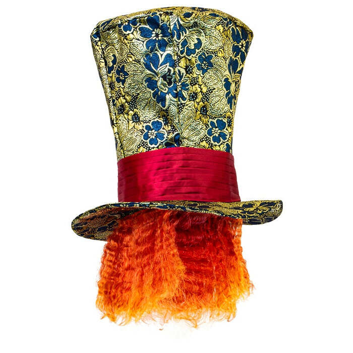 Crazy Hatter Top Hat With Hair 30 Cm