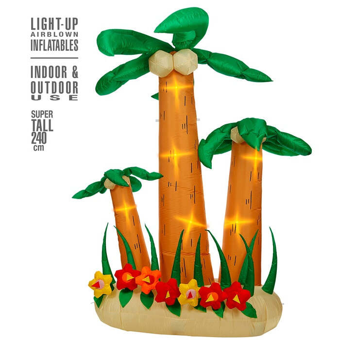 Set Of 3 Light-Up Airblown Inflatable Palm Trees 240 Cm