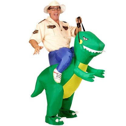 Explorer On Dinosaur  Airblown Inflatable Costume, Hat  