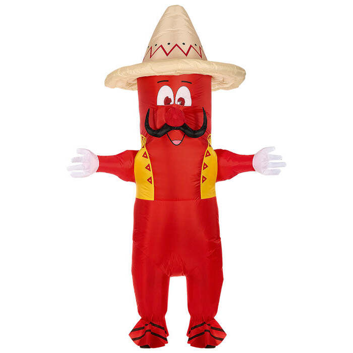 Mexican Chili Pepper  Airblown Inflatable Oversized Costume With Mask & Sombrero  