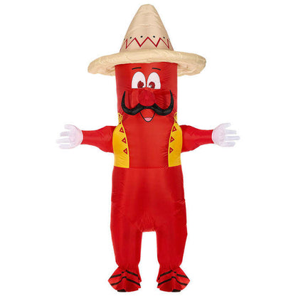 Mexican Chili Pepper  Airblown Inflatable Oversized Costume With Mask & Sombrero  
