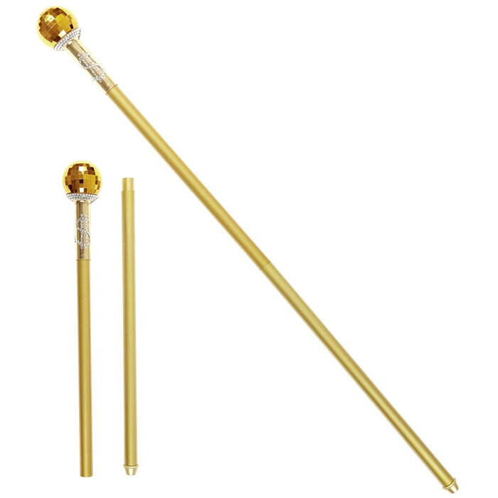 Collapsible Gold Pimp Cane 87 Cm