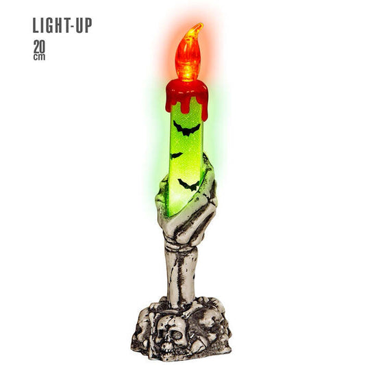 Skeleton Hand Candle Holder With Light-Up Bleeding Candle 20 Cm 