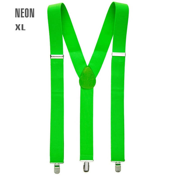 Neon Green Braces  Extra Long Up To 115-120 Cm 