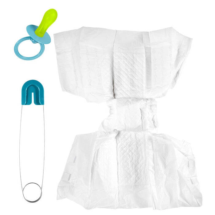 Blue Baby Set  Diaper, Pin, Pacifier 