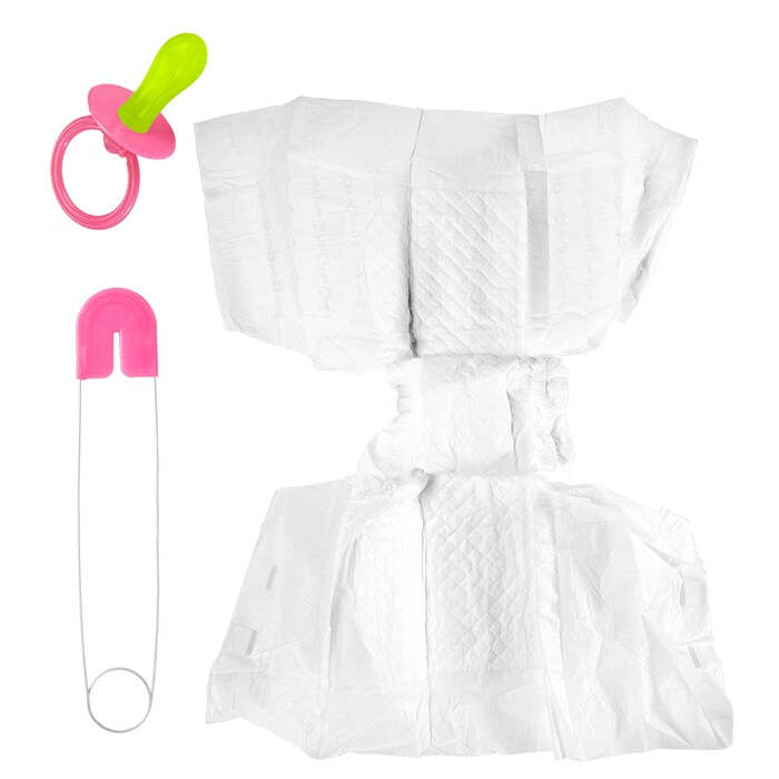 Pink Baby Set  Diaper, Pin, Pacifier 
