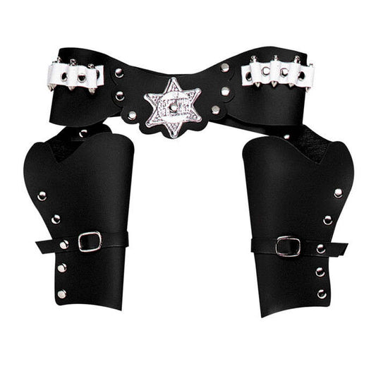 Black Deluxe Cowboy Double Pistolholster Adult Size