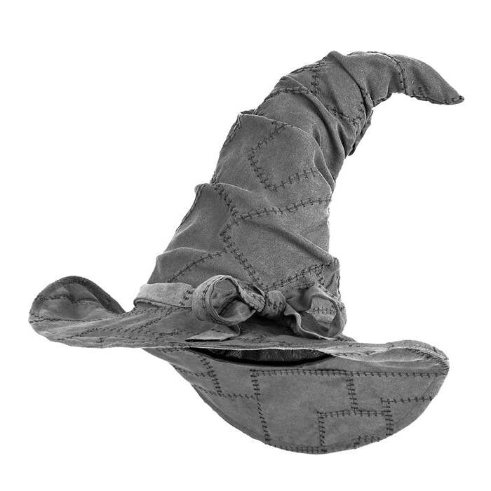 Suedelook Wizard/Witch Hat - Light Grey Color