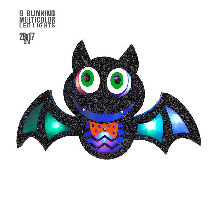 Bat Wall Decoration With 9 Bliinking Multicolor Led Lights 28X17 Cm