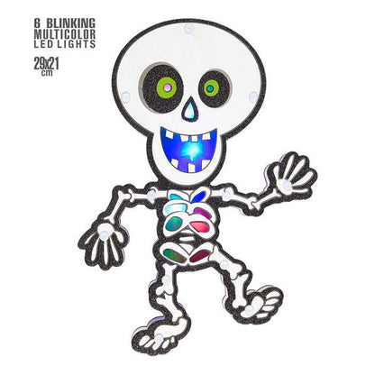 Skeleton Wall Decoration With 6 Bliinking Multicolor Led Lights 29X21 Cm