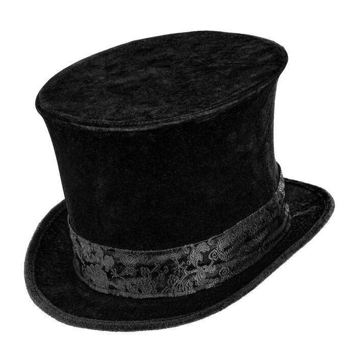 Top Hat Bell Crown Velvet Black 16 Cm