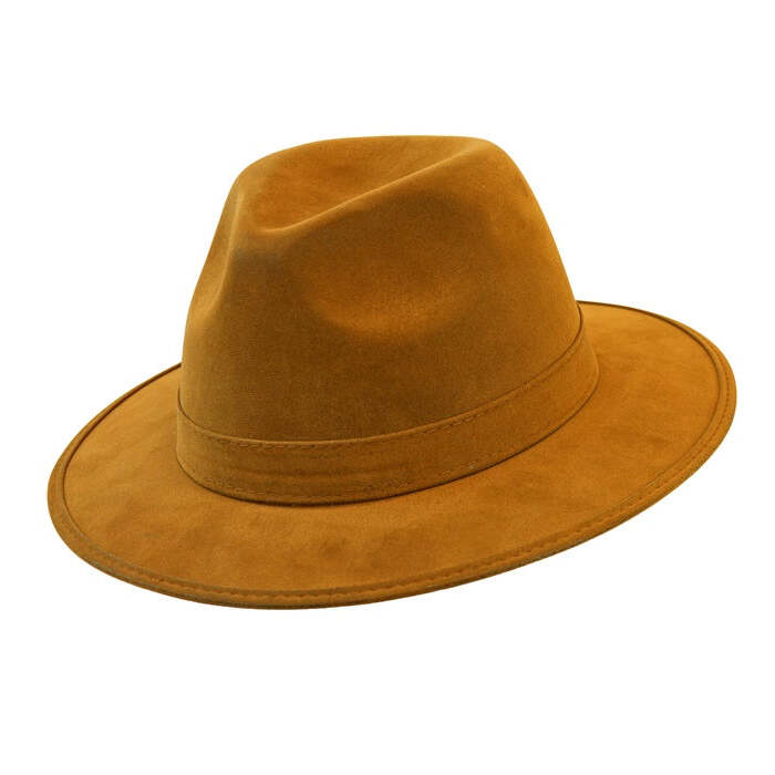 Hat Fedora Vintage Suede Brown