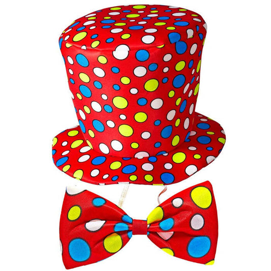 Clown Top Hat & Bow Tie Red - Adult Size