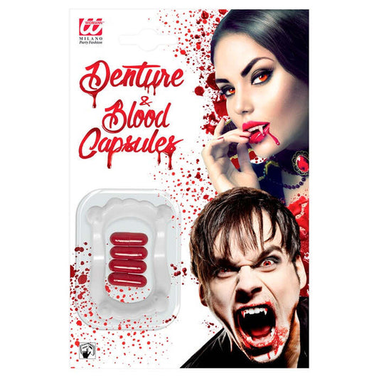 Vampire Denture With 4 Blood Capsules