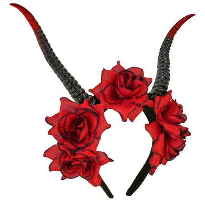 Headpiece With Horns & Red Roses