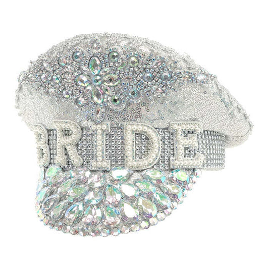 Hat Festival Bride With Jewels Glitter Silver 
