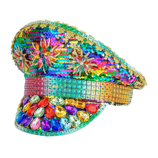 Hat Festival Pride With Jewels Sequin Rainbow 