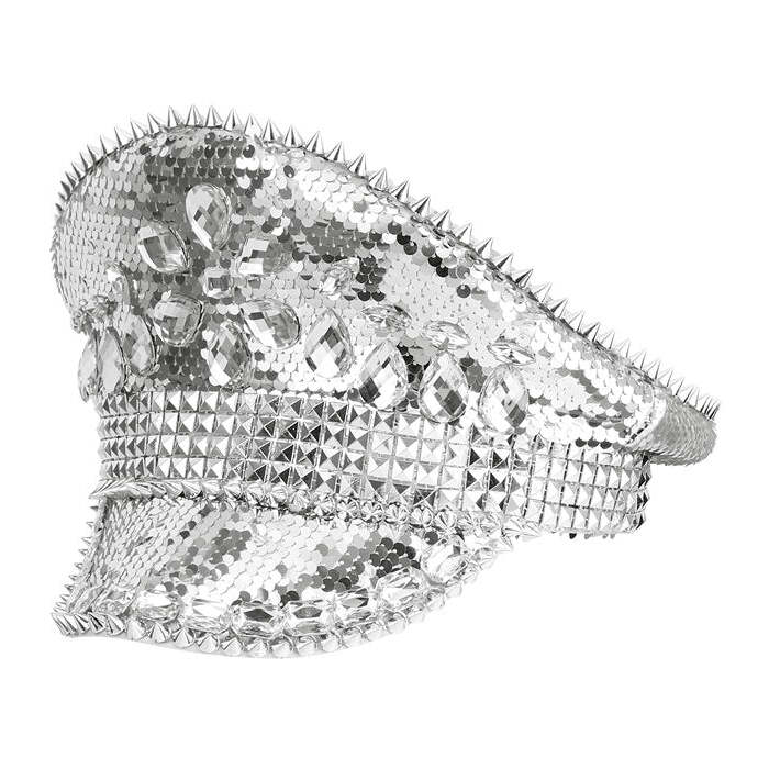 Hat Festival Studded With Jewels Sequin Silver 