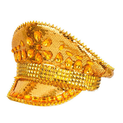 Hat Festival Studded With Jewels Sequin Gold 