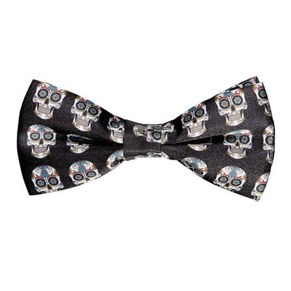 Adjustable Satin Dia De Los Muertos Bow Tie