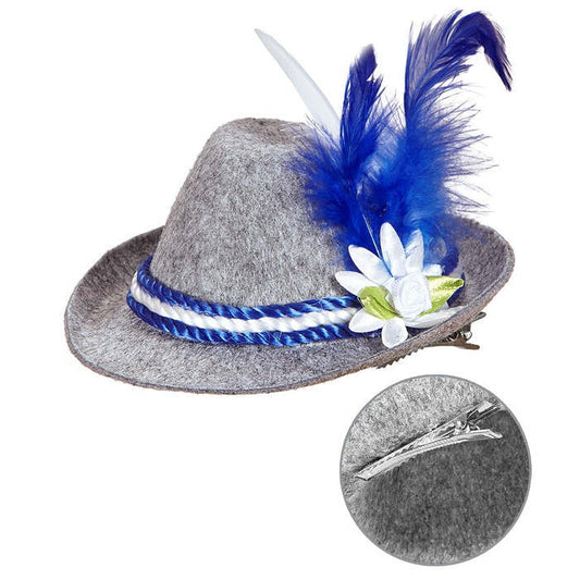 Felt Mini Bavarian Fedora With Edelweiss & Feathers
