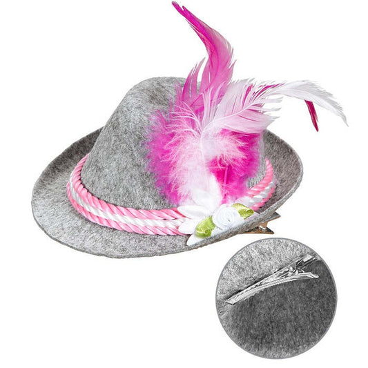 Felt Mini Bavarian Fedora With Edelweiss & Feathers