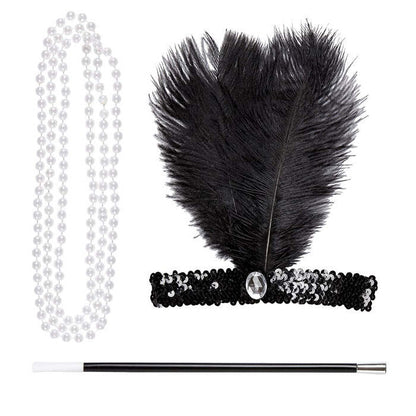 Flapper  Sequin Headband, Necklace, Cigarette Holder 