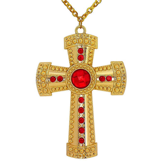 Gold Cross Necklace With Gems