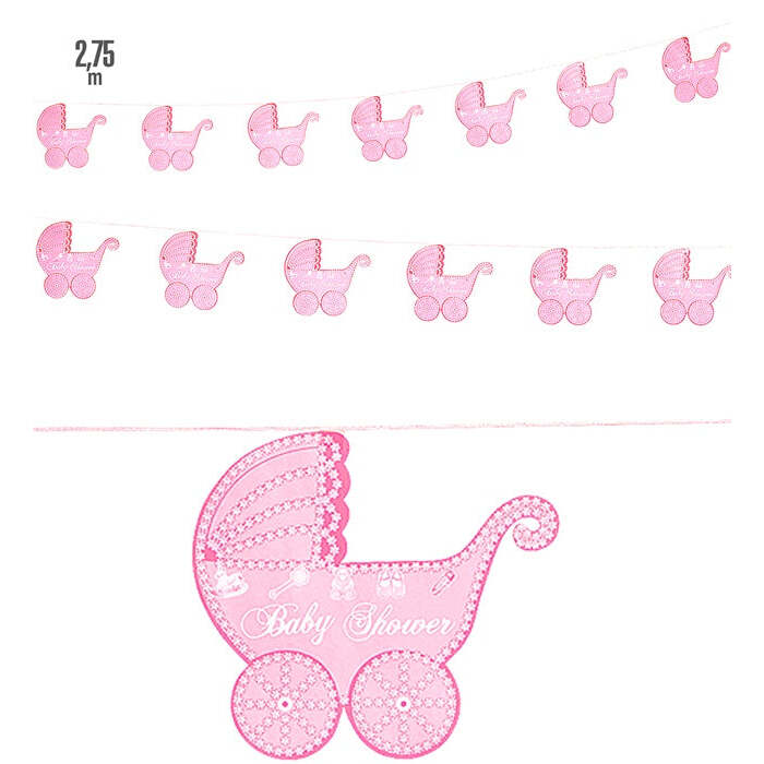Pink Baby Stroller Garland 2,75 M