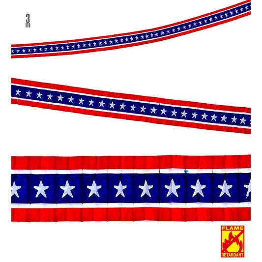 U.S.A. Pleated Garland 3 M - Flame Retardant