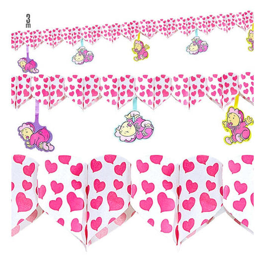 Printed Pink Hearts Garland With Babies 3 M