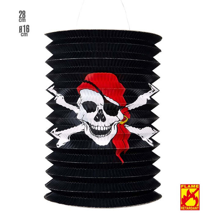 Pirate Skull & Cross Bones Lantern Ø 16 Cm - H 28 Cm - Flame Retardant