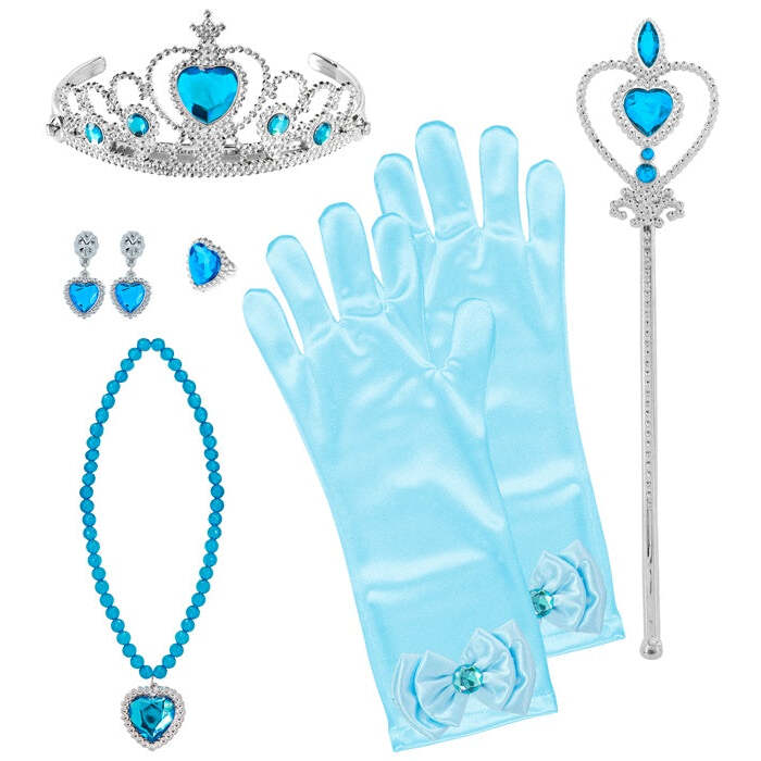 Princess Set  Tiara, Gloves, Necklace, Earrings, Ring, Magic Wand 