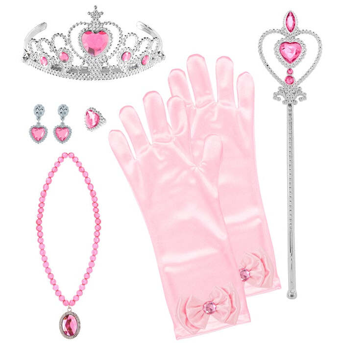 Princess Set  Tiara, Gloves, Necklace, Earrings, Ring, Magic Wand 