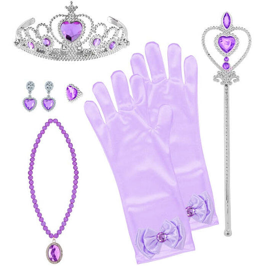 Princess Set  Tiara, Gloves, Necklace, Earrings, Ring, Magic Wand 