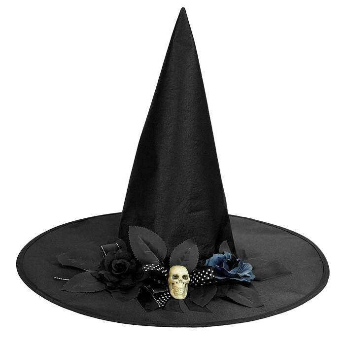 Hat With Skull Bow &amp; Flowers Witch