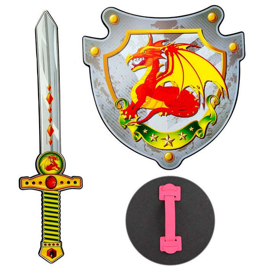 Dragon Knight Sword & Shield In Soft Eva Foam - Sword 52 Cm, Shield 33 X 35 Cm