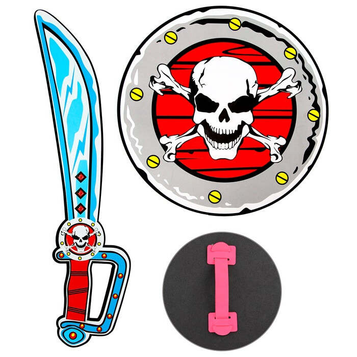 Pirate Cutlass & Shield In Soft Eva Foam - Sword 52 Cm, Shield 52 Cm
