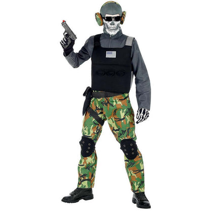Skeleton Soldier  Overalls, Vest, Knee Pads, Belt, Holster, Mask, Glasses, Earphones 