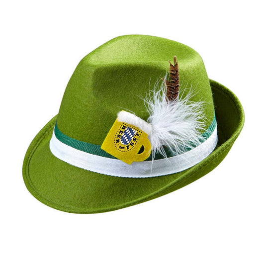 Felt Bavarian Fedora With Feather & Beer Mug