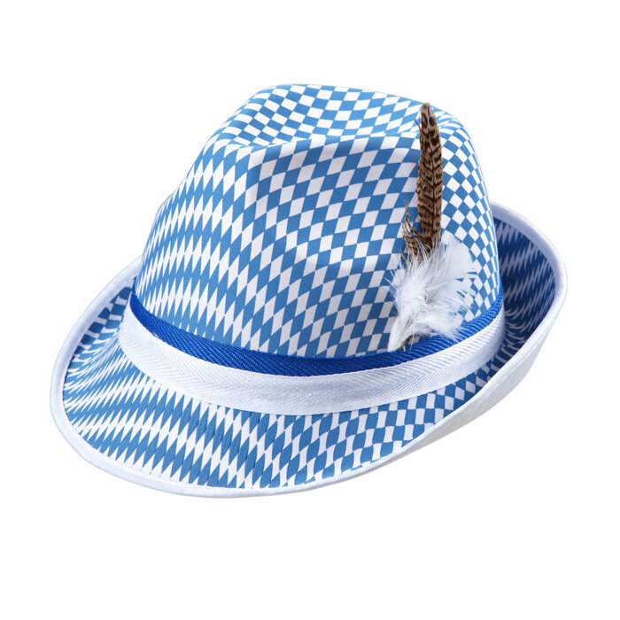Bavarian Flag Fedora With Feathers