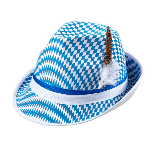 Bavarian Flag Fedora With Feathers