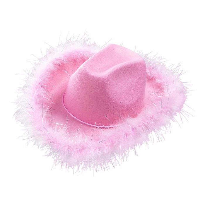 Felt Soft Pink Cowgirl Hat With Marabou Trim