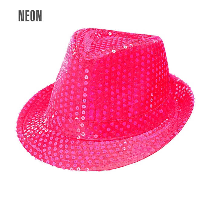 Neon Pink Sequined Fedora