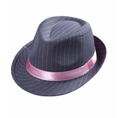 Grey Pinstriped Fedora
