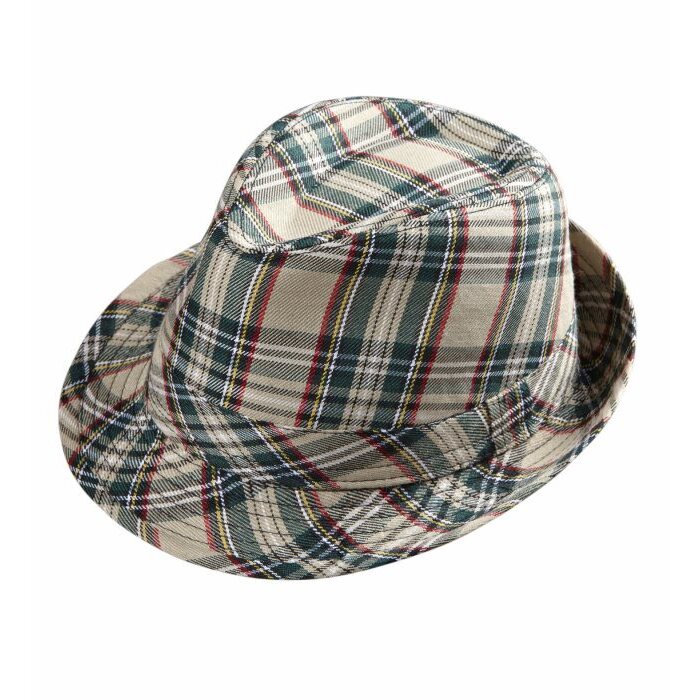Beige Tartan Fedora